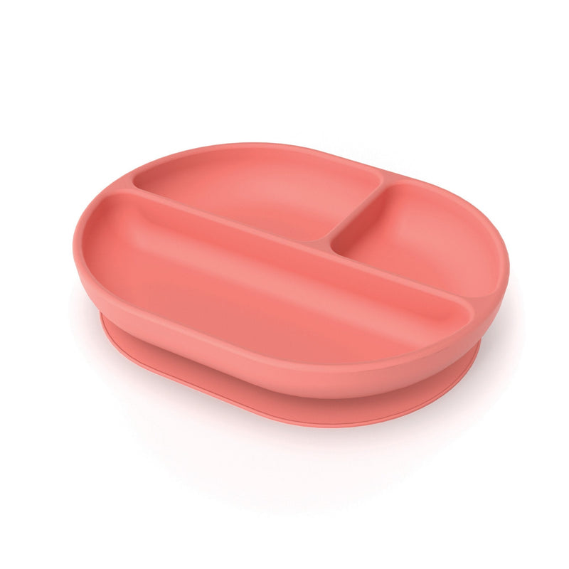 Silicone Divided Suction Plate - Coral